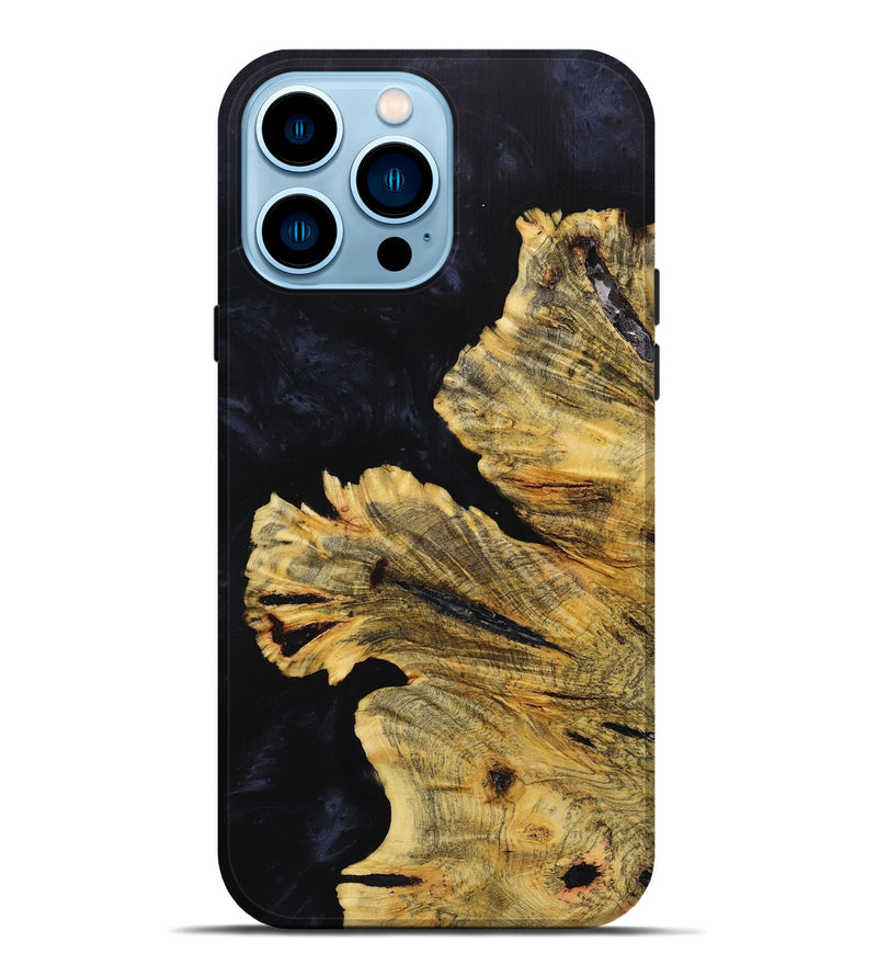 iPhone 14 Pro Max Wood+Resin Live Edge Phone Case - Teagan (Pure Black, 652840)