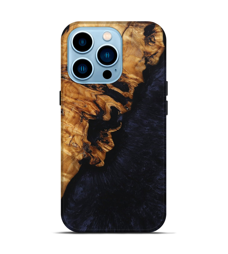 iPhone 14 Pro Wood+Resin Live Edge Phone Case - Marvin (Pure Black, 652841)