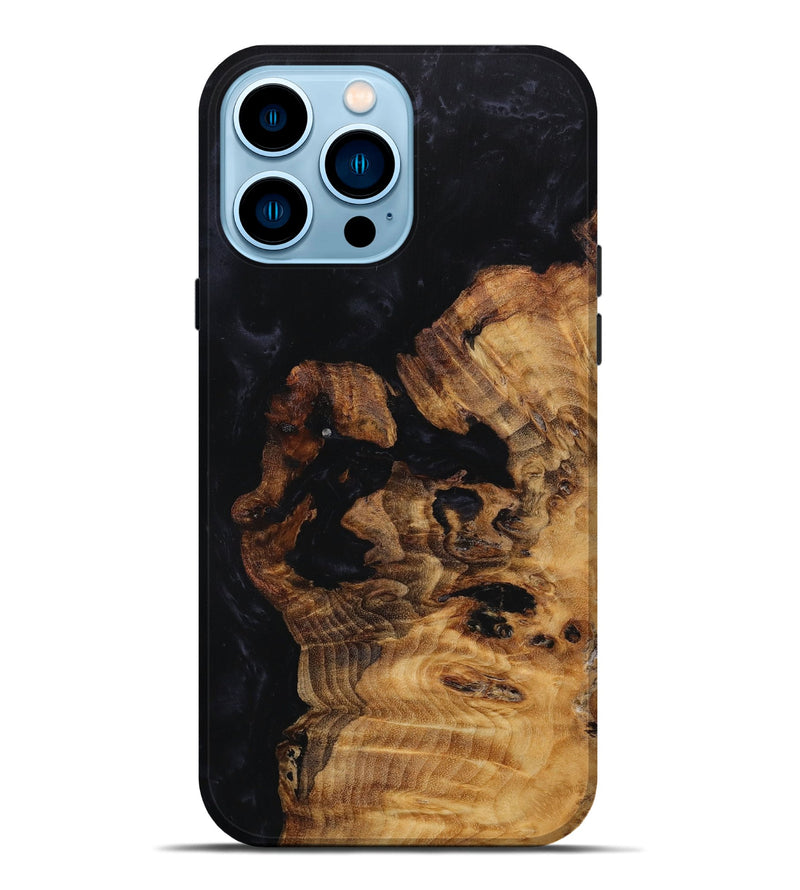 iPhone 14 Pro Max Wood+Resin Live Edge Phone Case - Ellie (Pure Black, 652843)
