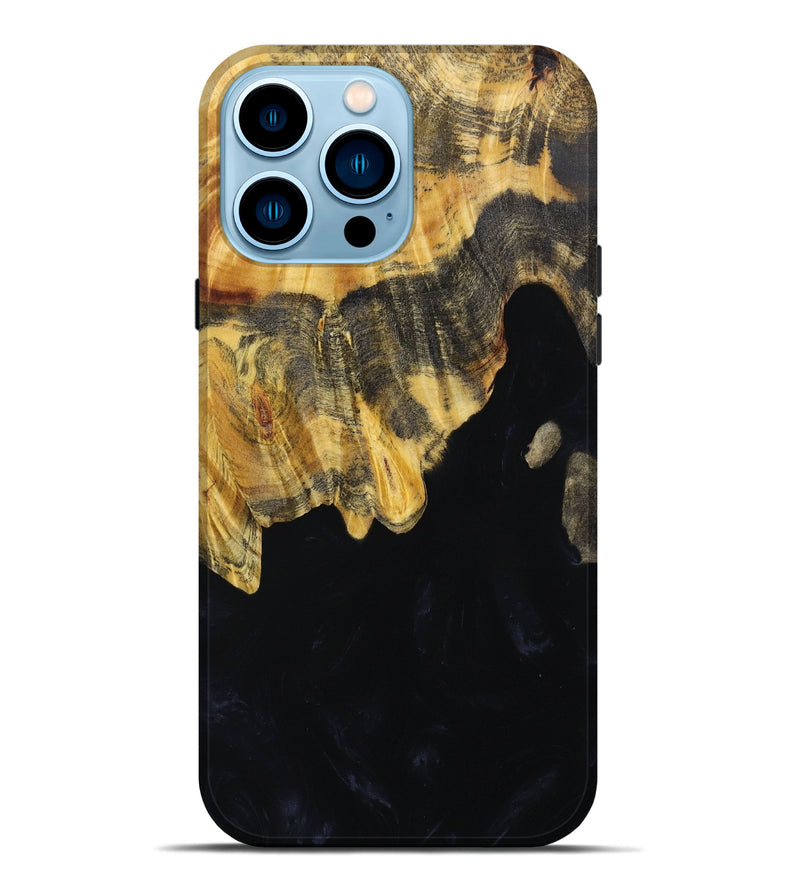 iPhone 14 Pro Max Wood+Resin Live Edge Phone Case - Ari (Pure Black, 652845)
