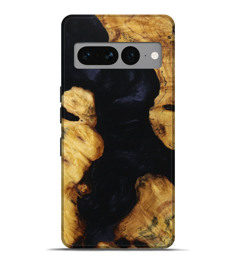 Pixel 7 Pro Wood+Resin Live Edge Phone Case - Destinee (Pure Black, 652850)