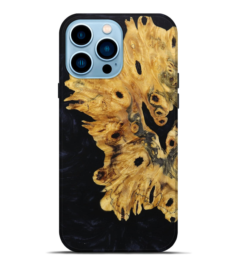 iPhone 14 Pro Max Wood+Resin Live Edge Phone Case - Ashton (Pure Black, 652851)