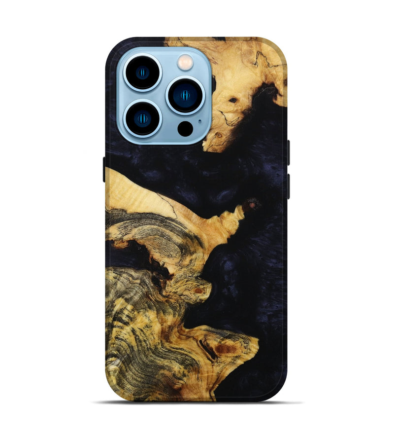 iPhone 14 Pro Wood+Resin Live Edge Phone Case - Joy (Pure Black, 652852)