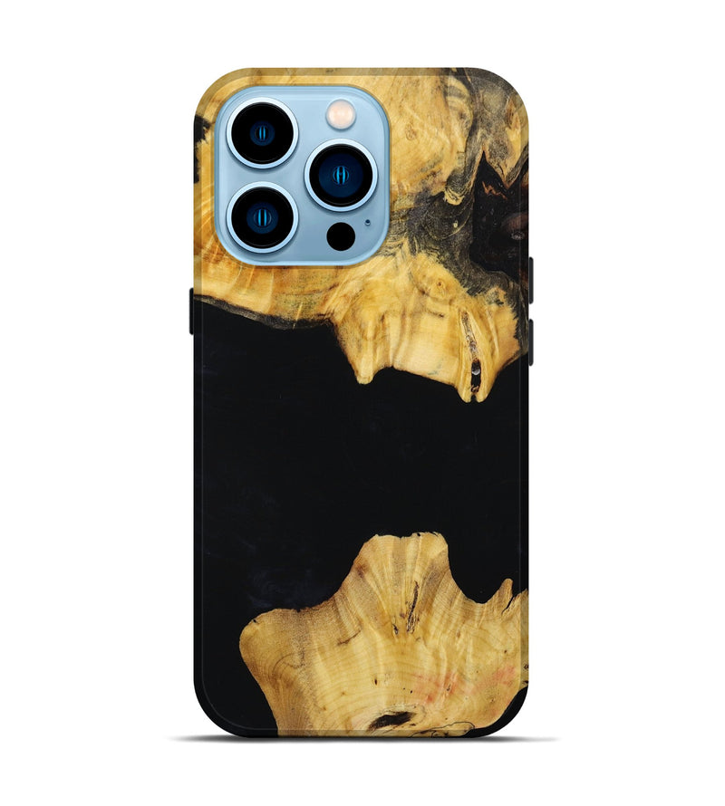 iPhone 14 Pro Wood+Resin Live Edge Phone Case - Kirsten (Pure Black, 652853)