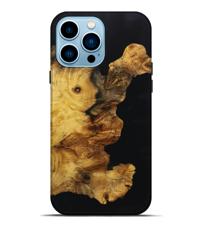 iPhone 14 Pro Max Wood+Resin Live Edge Phone Case - Erma (Pure Black, 652855)