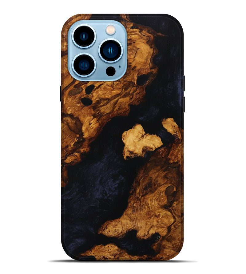 iPhone 14 Pro Max Wood+Resin Live Edge Phone Case - Claire (Pure Black, 652858)