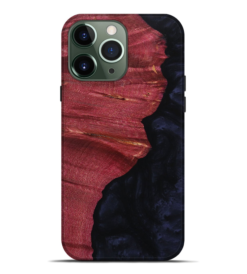 iPhone 13 Pro Max Wood+Resin Live Edge Phone Case - Ezra (Pure Black, 652859)