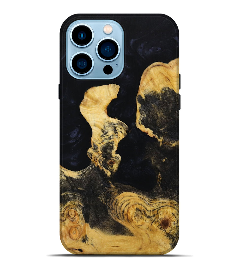 iPhone 14 Pro Max Wood+Resin Live Edge Phone Case - Wayne (Pure Black, 652860)