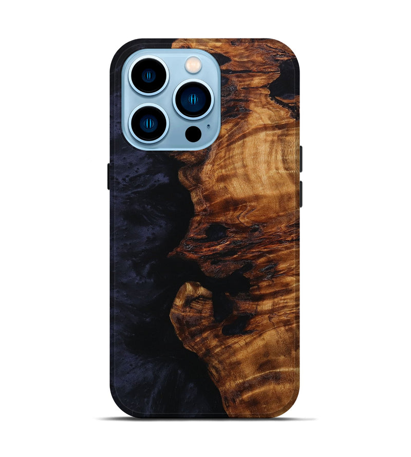 iPhone 14 Pro Wood+Resin Live Edge Phone Case - Douglas (Pure Black, 652861)