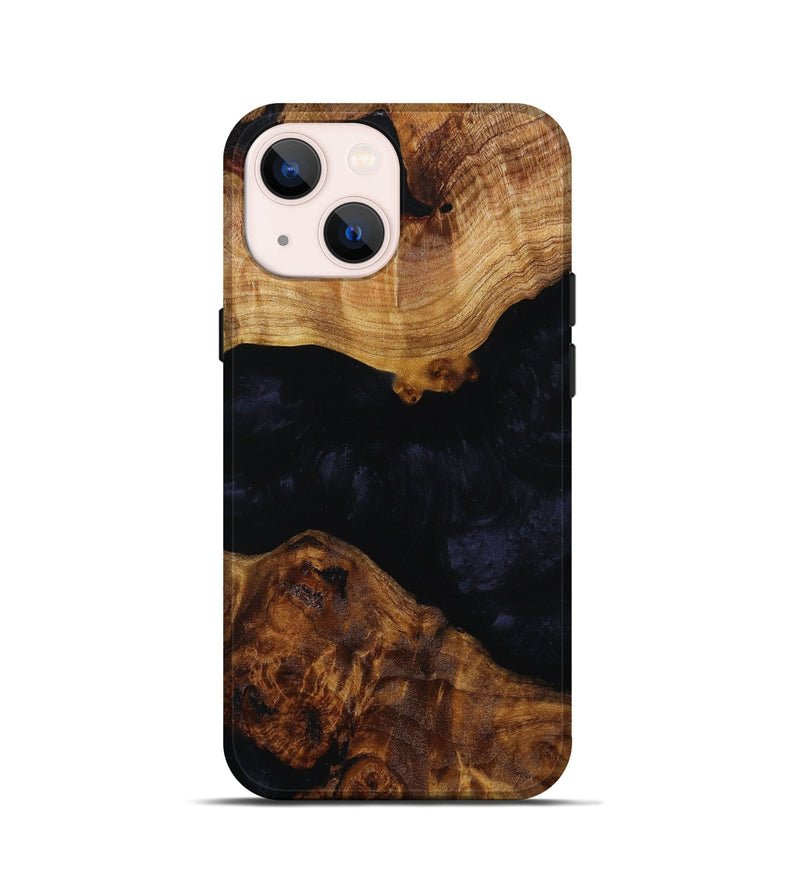 iPhone 13 mini Wood+Resin Live Edge Phone Case - Isaiah (Pure Black, 652862)