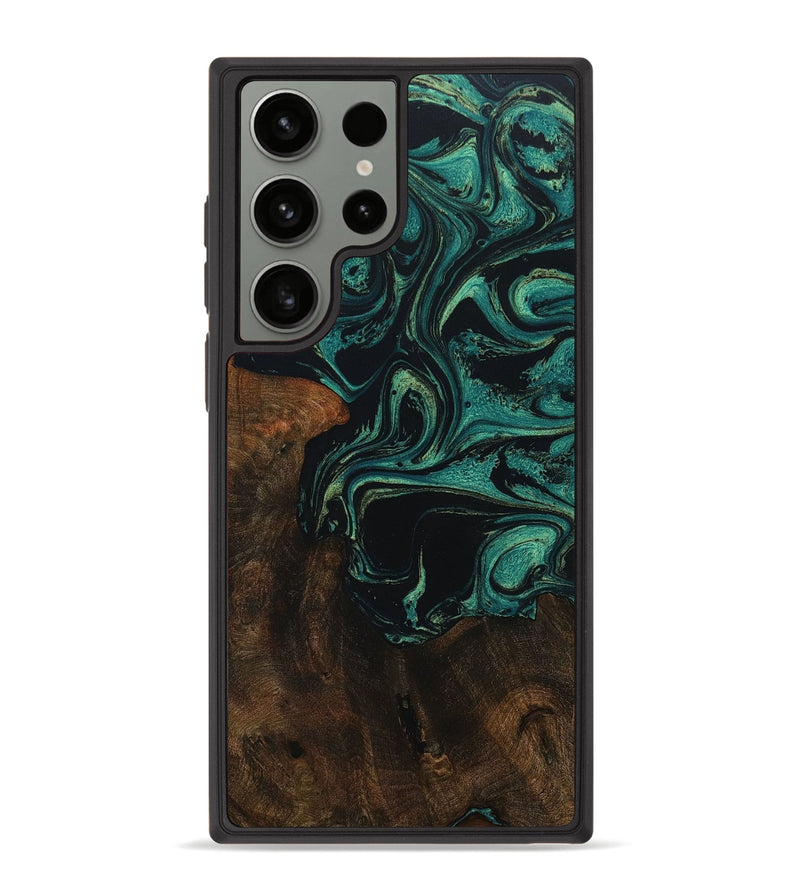 Galaxy S23 Ultra Wood+Resin Phone Case - Violet (Green, 652874)