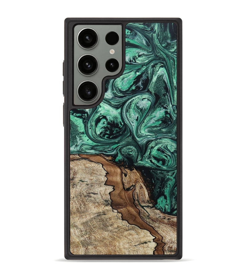 Galaxy S23 Ultra Wood+Resin Phone Case - Mason (Green, 652888)