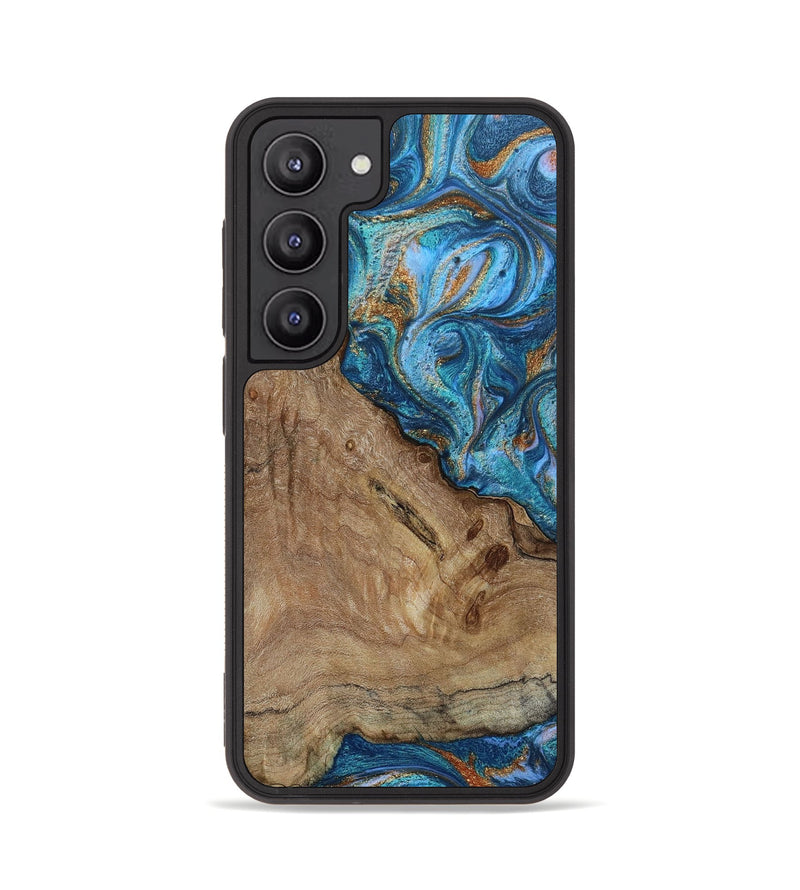 Galaxy S23 Wood+Resin Phone Case - Sydney (Teal & Gold, 652925)
