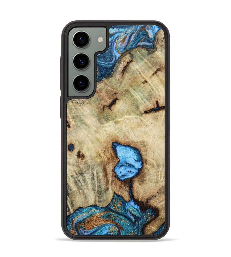 Galaxy S23 Plus Wood+Resin Phone Case - Wynter (Teal & Gold, 652931)