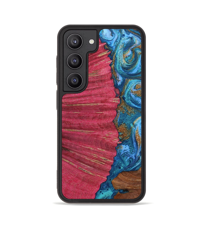 Galaxy S23 Wood+Resin Phone Case - Nathaniel (Teal & Gold, 652934)