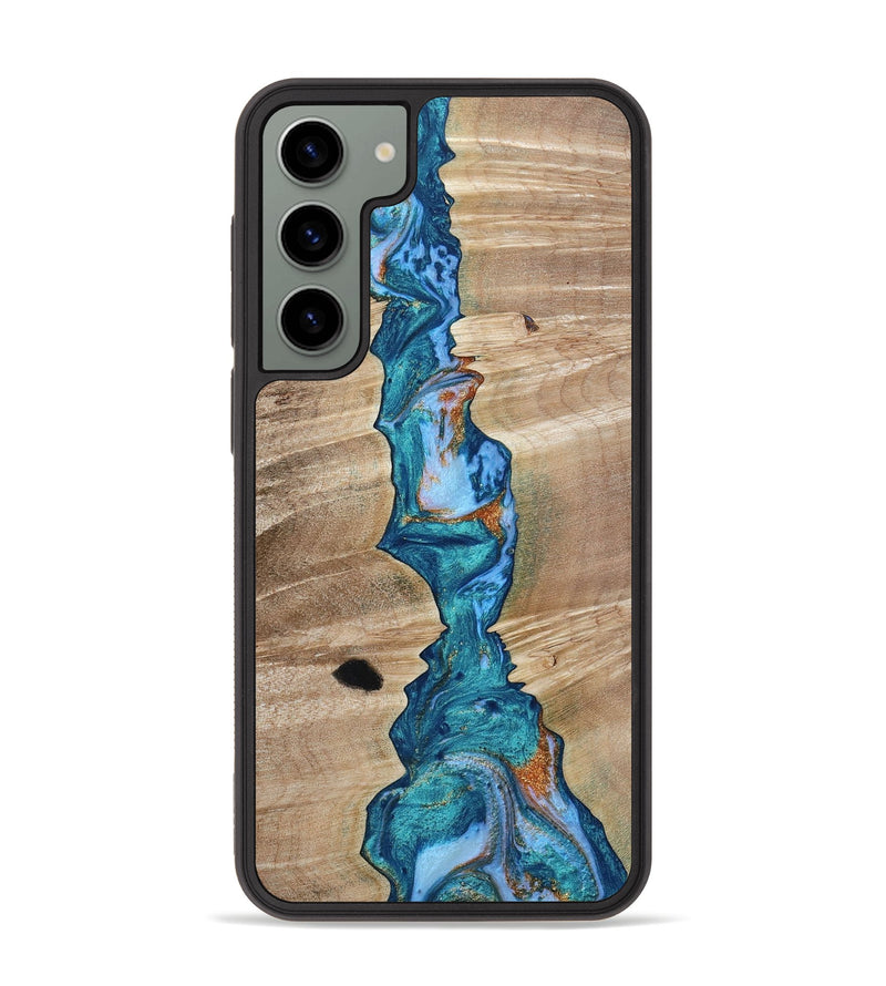 Galaxy S23 Plus Wood+Resin Phone Case - Catalina (Teal & Gold, 652939)