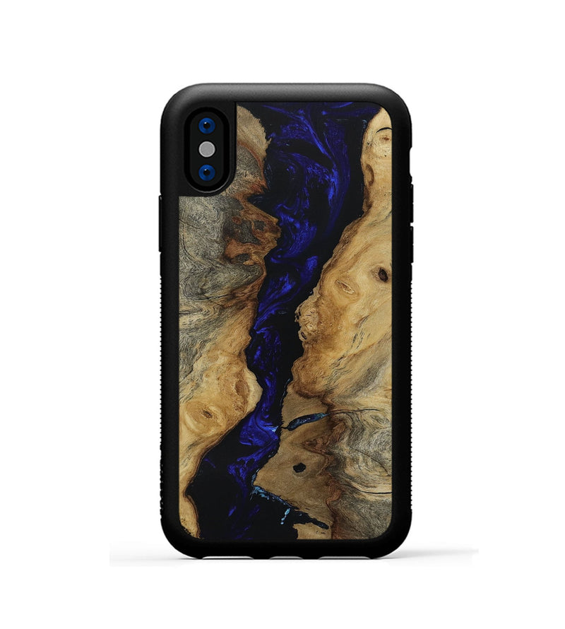 iPhone Xs Wood+Resin Phone Case - Katherine (Blue, 652983)