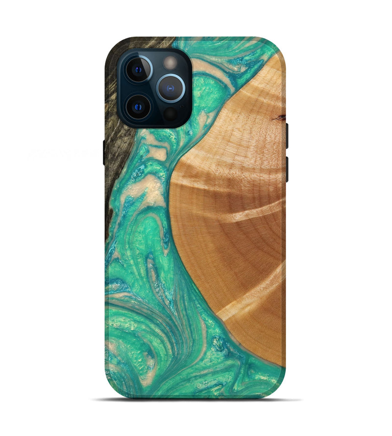 iPhone 12 Pro Wood+Resin Live Edge Phone Case - Greg (Green, 653271)