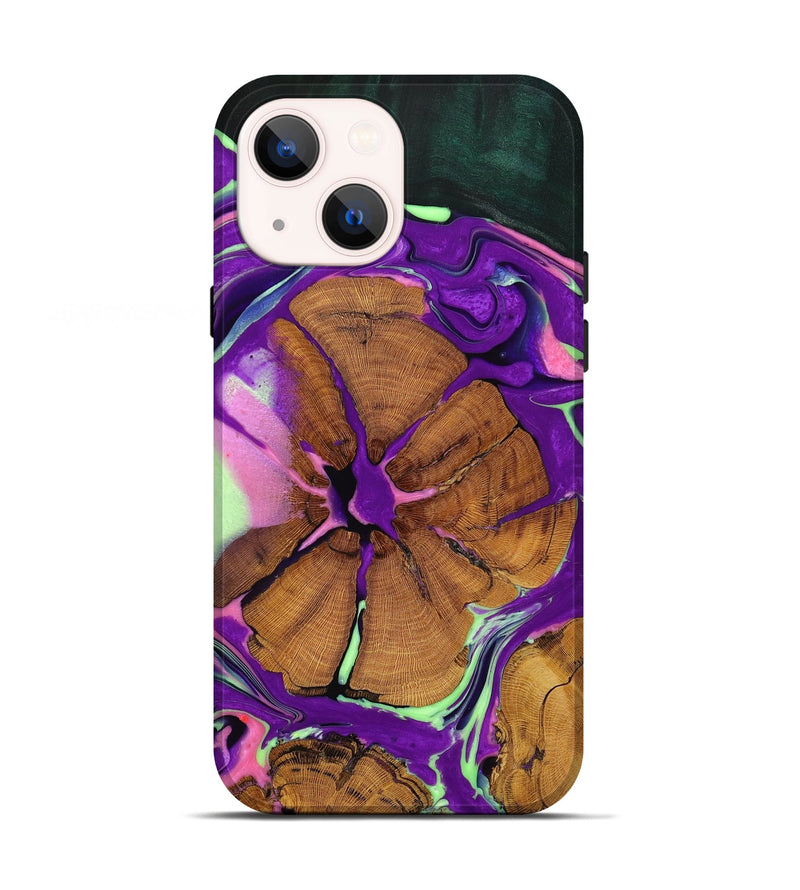 iPhone 13 Wood+Resin Live Edge Phone Case - Bernice (Purple, 653274)