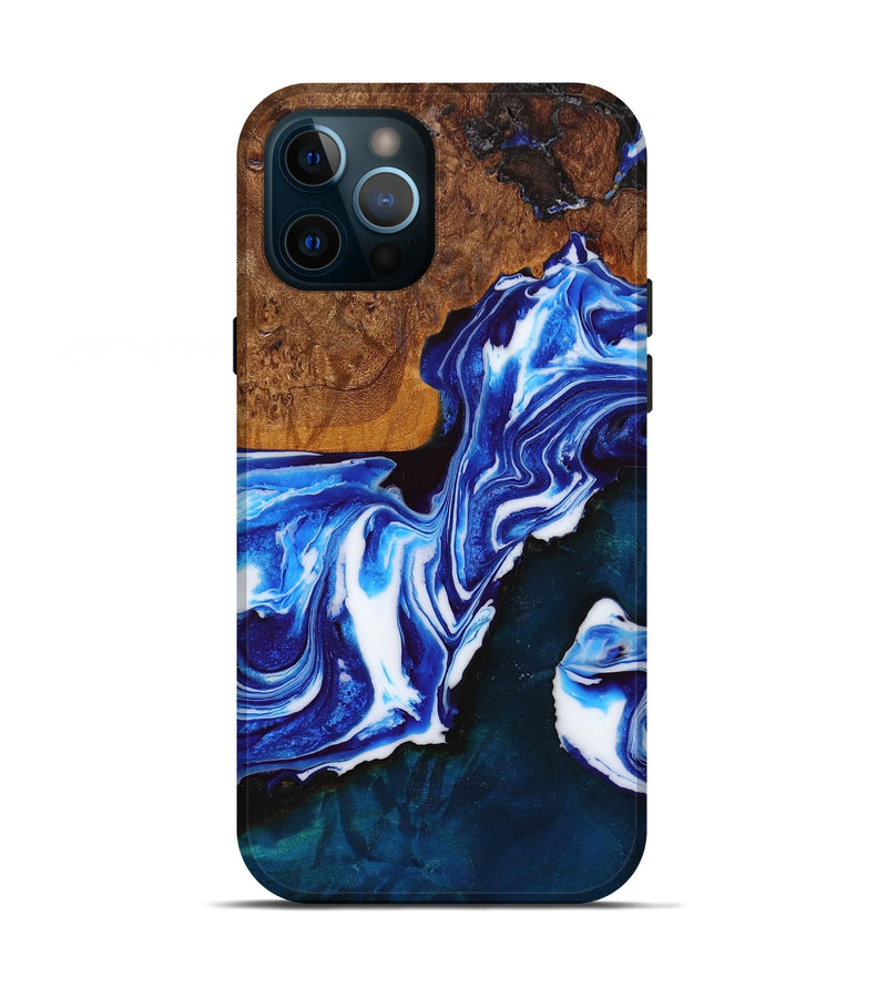 iPhone 12 Pro Wood+Resin Live Edge Phone Case - Mike (Blue, 653277)
