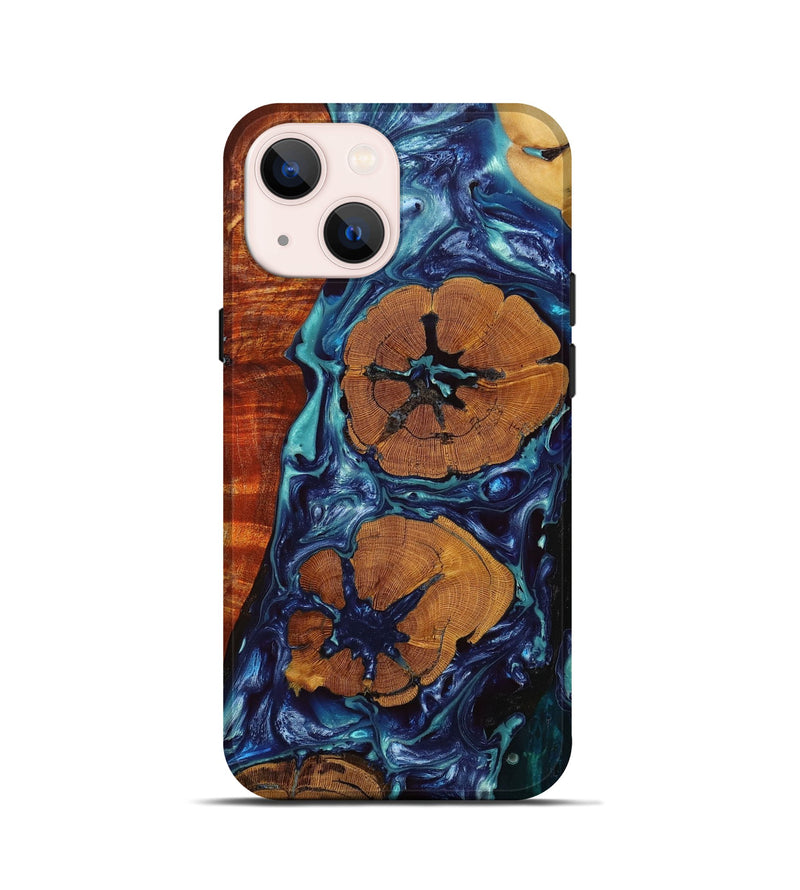 iPhone 13 mini Wood+Resin Live Edge Phone Case - Anahi (Blue, 653280)