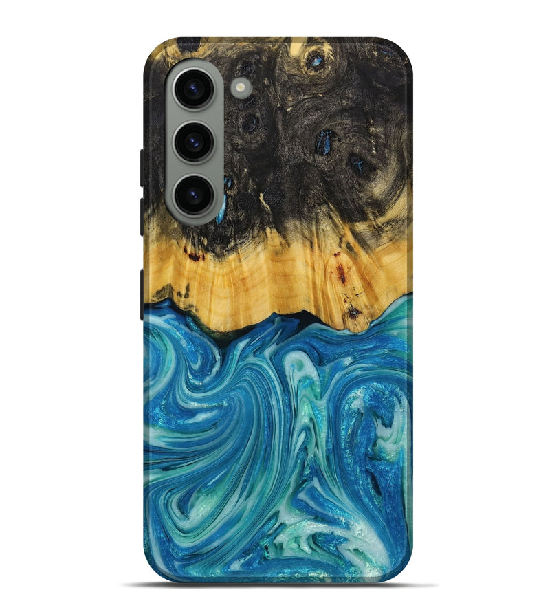 Galaxy S23 Plus Wood+Resin Live Edge Phone Case - Sherry (Blue, 653281)