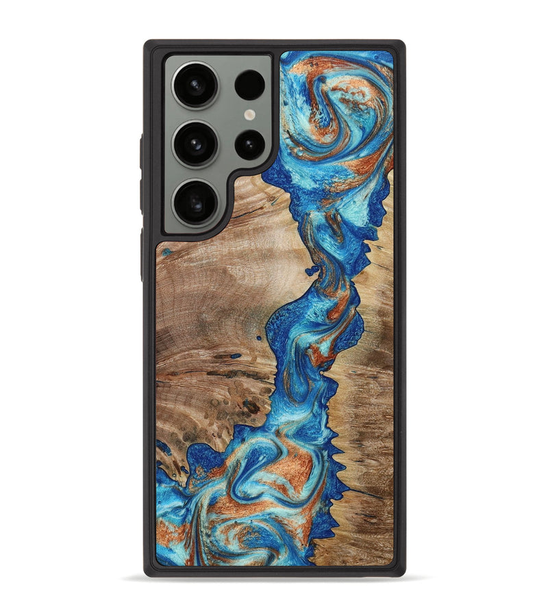 Galaxy S23 Ultra Wood+Resin Phone Case - Aisha (Teal & Gold, 653399)