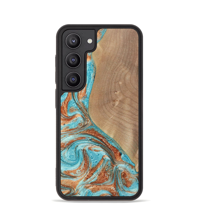 Galaxy S23 Wood+Resin Phone Case - Lizbeth (Teal & Gold, 653402)