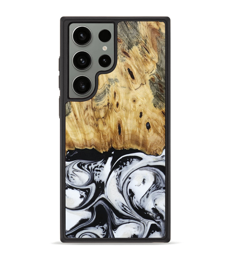 Galaxy S23 Ultra Wood+Resin Phone Case - Robbie (Black & White, 653424)