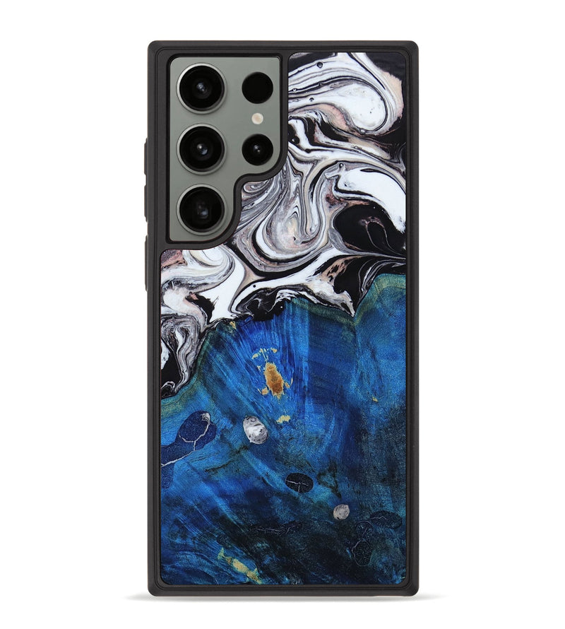 Galaxy S23 Ultra Wood+Resin Phone Case - Barry (Black & White, 653425)