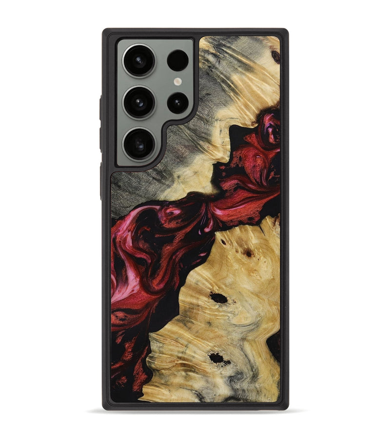 Galaxy S23 Ultra Wood+Resin Phone Case - Hilda (Red, 653461)