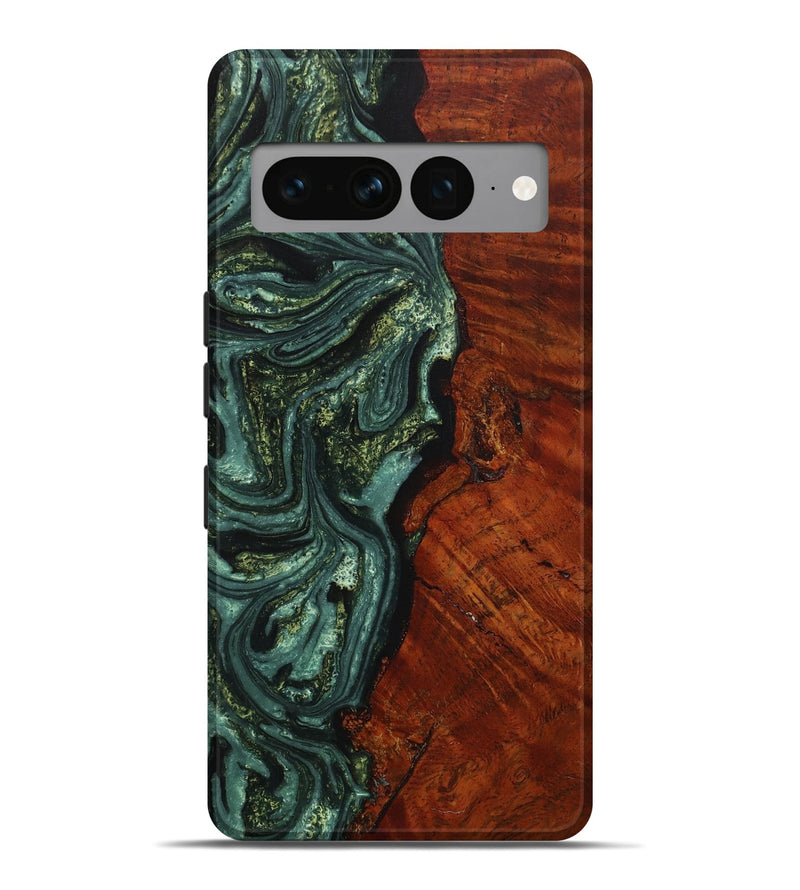 Pixel 7 Pro Wood+Resin Live Edge Phone Case - Jeannine (Green, 653510)