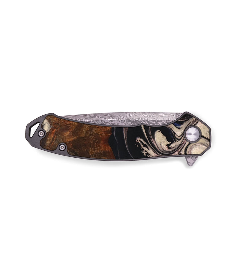 EDC Wood+Resin Pocket Knife - Paulina (Black & White, 653532)