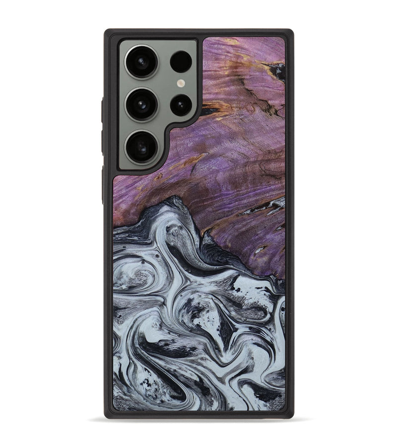 Galaxy S23 Ultra Wood+Resin Phone Case - Danica (Black & White, 653630)