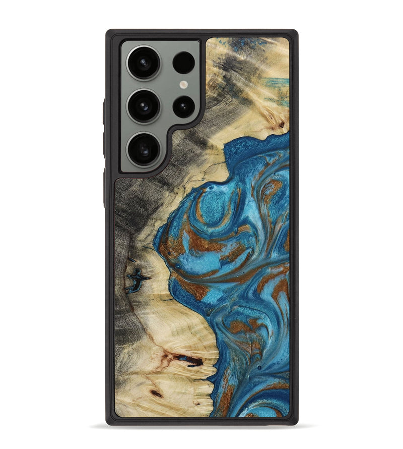 Galaxy S23 Ultra Wood+Resin Phone Case - Camden (Teal & Gold, 653706)
