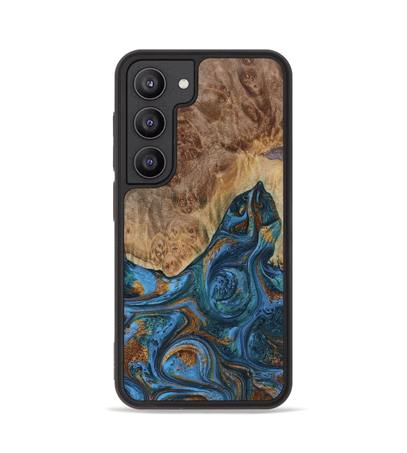 Galaxy S23 Wood+Resin Phone Case - Lonnie (Teal & Gold, 653718)