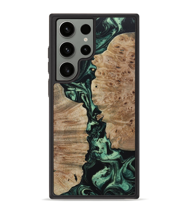Galaxy S23 Ultra Wood+Resin Phone Case - Zoe (Green, 653733)