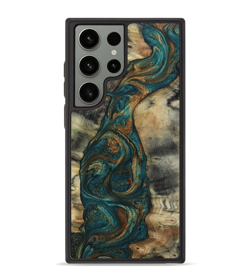 Galaxy S23 Ultra Wood+Resin Phone Case - Edna (Green, 653816)
