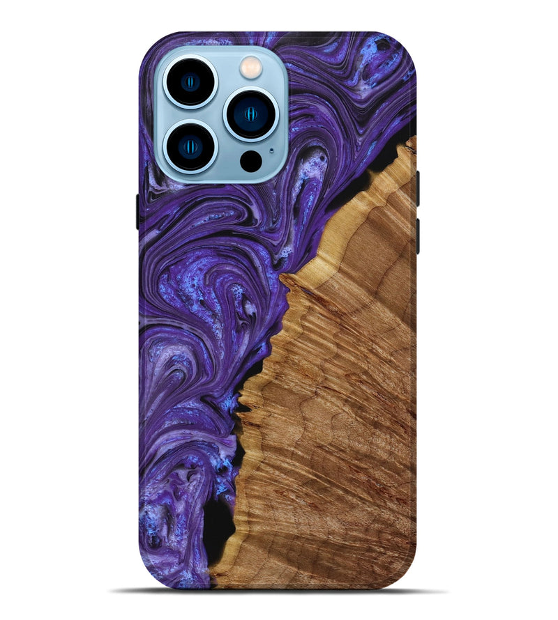 iPhone 14 Pro Max Wood+Resin Live Edge Phone Case - Lela (Purple, 653833)