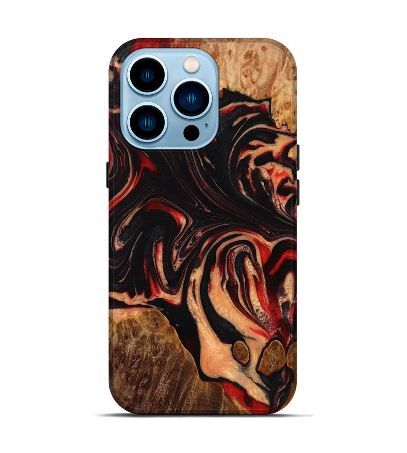 iPhone 14 Pro Wood+Resin Live Edge Phone Case - Kristi (Red, 653840)