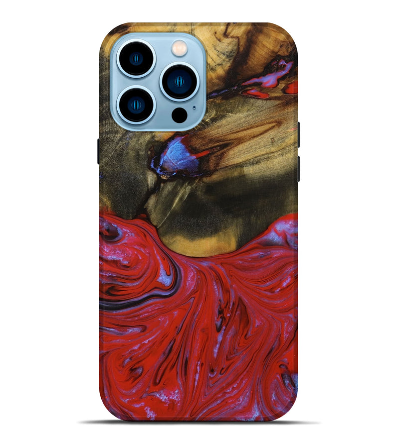 iPhone 14 Pro Max Wood+Resin Live Edge Phone Case - Cierra (Red, 653843)