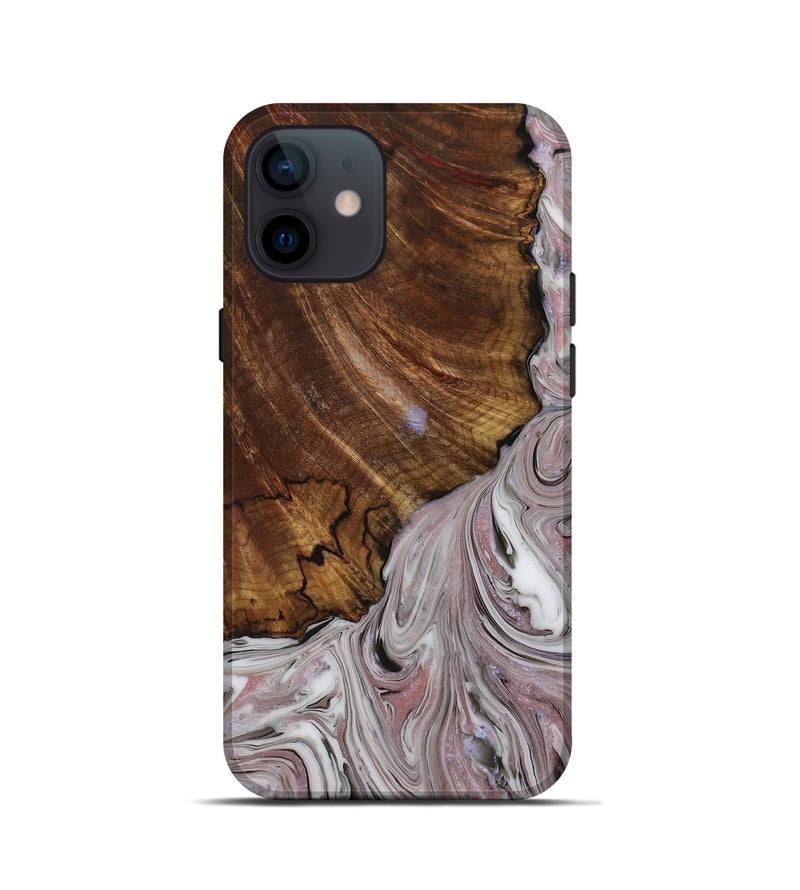 iPhone 12 mini Wood+Resin Live Edge Phone Case - Lara (Black & White, 653848)