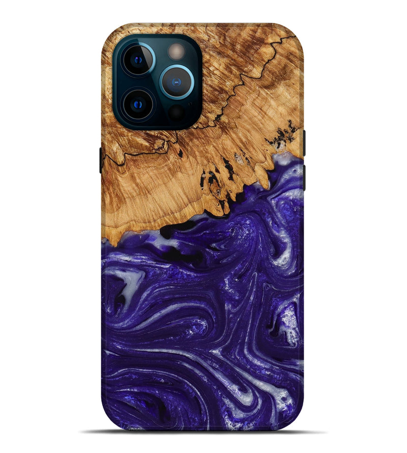 iPhone 12 Pro Max Wood+Resin Live Edge Phone Case - Abram (Purple, 653856)