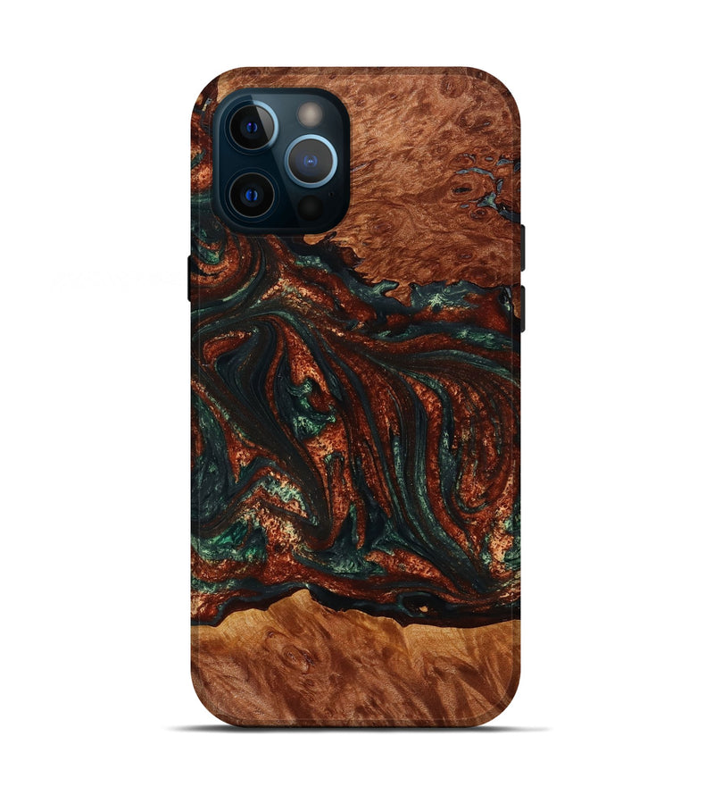 iPhone 12 Pro Wood+Resin Live Edge Phone Case - Amelia (Green, 653858)
