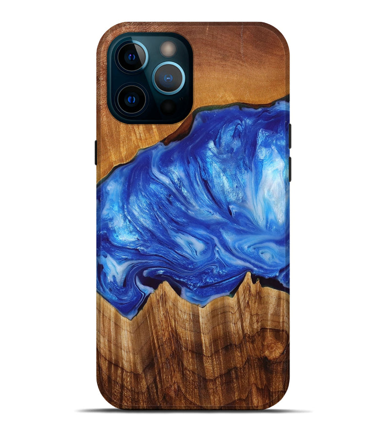 iPhone 12 Pro Max Wood+Resin Live Edge Phone Case - Aria (Blue, 653866)