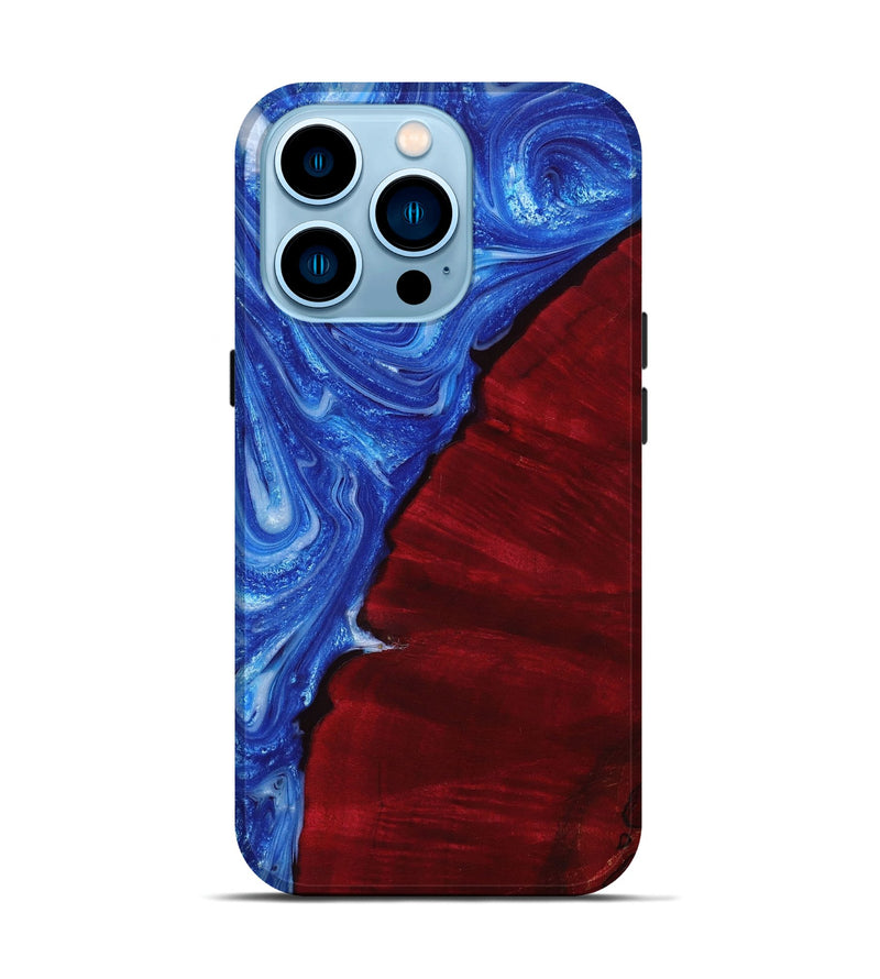 iPhone 14 Pro Wood+Resin Live Edge Phone Case - Jazmine (Blue, 653867)