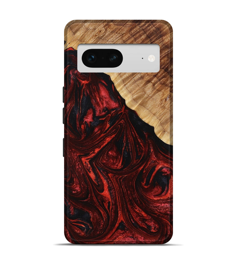 Pixel 7 Wood+Resin Live Edge Phone Case - Chelsey (Red, 653870)