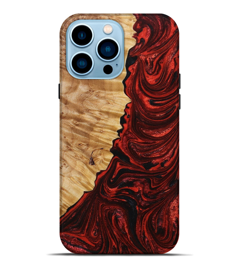 iPhone 14 Pro Max Wood+Resin Live Edge Phone Case - Tammie (Red, 653872)