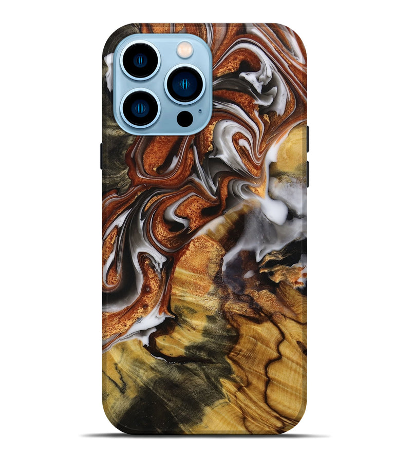 iPhone 14 Pro Max Wood+Resin Live Edge Phone Case - Gene (Red, 653976)
