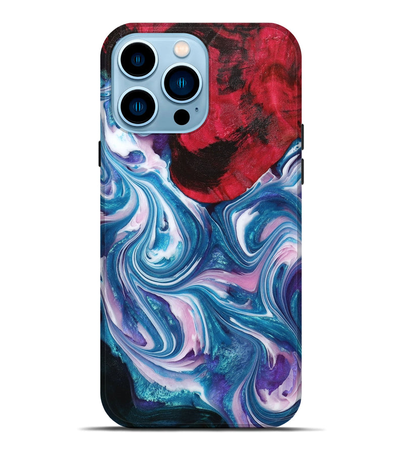 iPhone 14 Pro Max Wood+Resin Live Edge Phone Case - Lucinda (Blue, 653983)